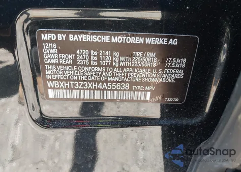 2017 BMW X1 xDrive28I z USA, uszkodzony, nr VIN WBXHT3Z3XH4A55638